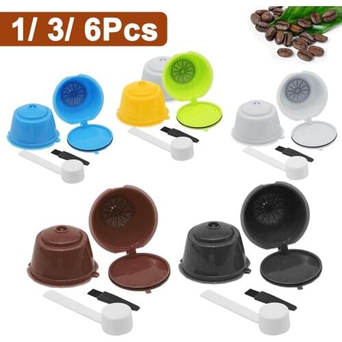 Reusable Coffee Capsule Filters for Nespresso Fit for Dolce Gusto Refillable Coffee Capsules Filter Cup with Spoon Brush