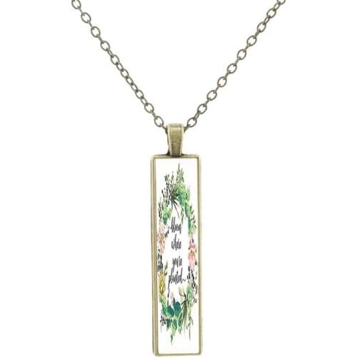 JOINBEAUTY Fashion Trend Cactus Pattern Copper Chain Mens Jewelry Classic Art Picture Glass Pendant Necklace For Boyfriend