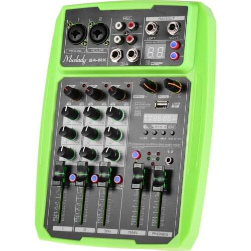 Muslady B4-MX Portable 4-Channel Sound Card Mixing Console Audio Mixer Built-in 16 DSP 48V Phantom power Supports BT Connection