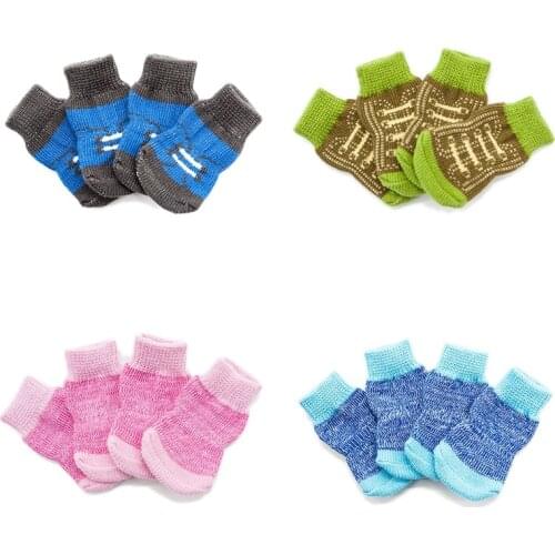 Dog Socks Non-skid Knitted Cotton For Small Medium Dogs French Bulldog Puppy Warm Walk Socks Cute Clothing Accessories
