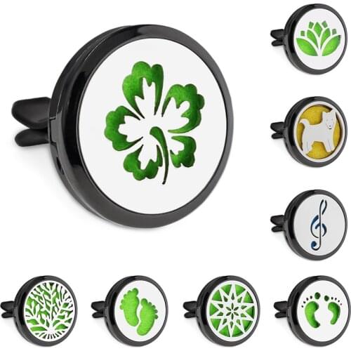 New Music Note Petal Secret Black 30mm Magnet Open Essential Oil Car Vent Clip Perfume Locket Car Diffuser Locket Free 10 Pads