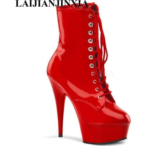 New stiletto boots 15 cm high, sexy catwalk model low boots, strappy dancing shoes