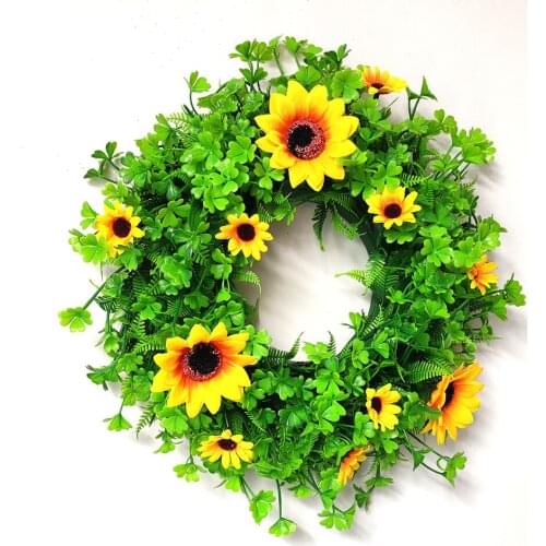 New Style Sunflower Wreath Artificial Flowers Summer Garlands Background Wall Window Front Door Decoration Christmas