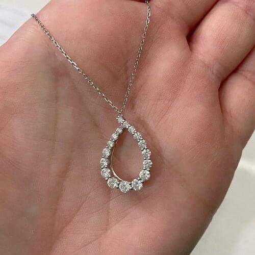 Huitan Fashion Luxury Womens Necklace Water Drop Shaped Pendant Brilliant Cubic Zirconia Simple Stylish Bridal Wedding Jewelry