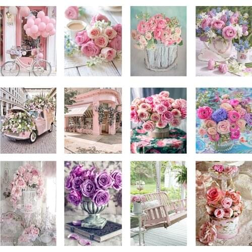 Full Round 5D DIY Diamond Painting Flowers Cross Stitch Kit Mosaic Diamond Embroidery Rose pattern child Home Decoration gifts