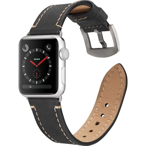Strap for Apple Watch Crazy Horse Leather Grain Cowhide Stylish Simple Watchband Series 6 5 4 3 2 1 for SE 38mm 40mm 42mm 44mm