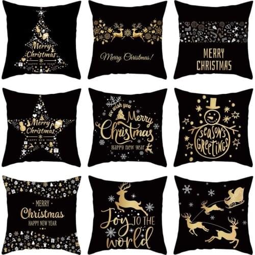 Merry Christmas Cushion Cover 45*45 Flower Pillowcase Cotton Linen sofa cushions Pillow cases pillow covers