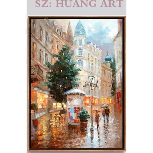 Hand-painted oil painting neoclassic Paris Street impression Impressionism living room porch decorative painting aisle wall