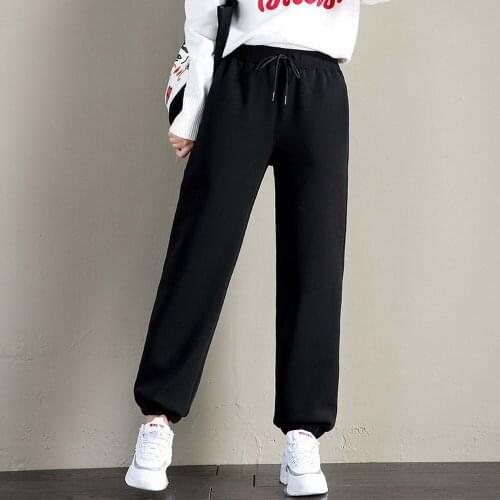 Winter Sweatpants Women Black Casual Joggers Lamb Wool Keep Warm Trousers Thicken Velvet Wool Workout Sporty Pants Streetwear