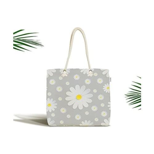 Realhomes Gift Baby Care Shoulder Bag Gray Ground Daisy Patterned Digital Printed Modern Fabric Bag