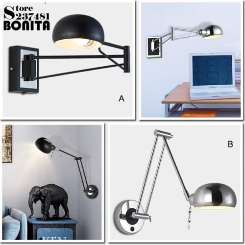 Rocker telescopic folding dimming wall lights for bedroom LED reading sconces modern minimalist study lamps industrial wall lig