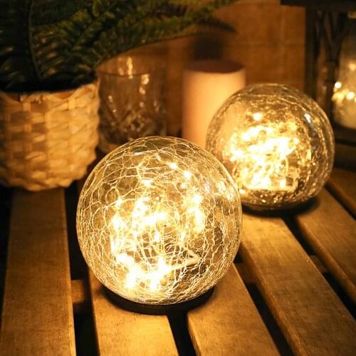 30LED Cracked Glass Ball Led Solar Light For Garden Decor Outdoor Courtyard Light Buried Light automatical Sensor Street Lights