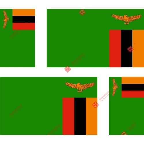 Set of Personality 4x Sticker Vinyl Car Bumper Decal Outdoor Car Moto World Flag Zambia Racing Helmet Stickers