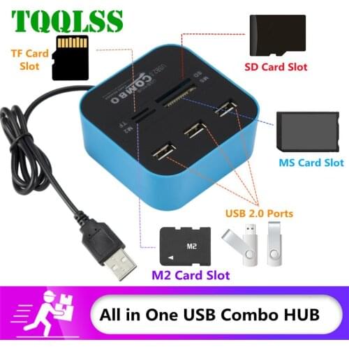 High Speed USB Hub 2.0 3 Port With Card Reader Mini Hub USB Combo All In One USB Splitter Adapter For PC Laptop Computer