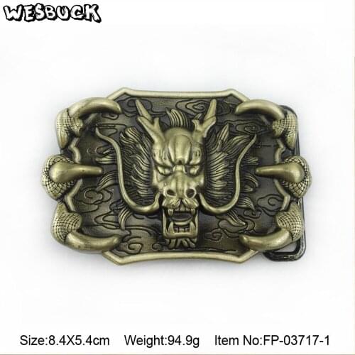 WesBuck Brand Belt Buckle Metal Dragon Head DIY Mens Clothes Luxury Brand Designer Cowboys Animal Buckles Belt Christmas Gifts