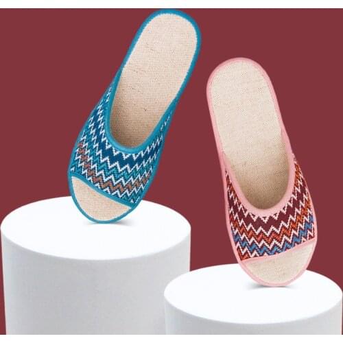 Japanese summer indoor womens Linen basin sandals cotton mens soft soles for lovers quiet and breathable all year round