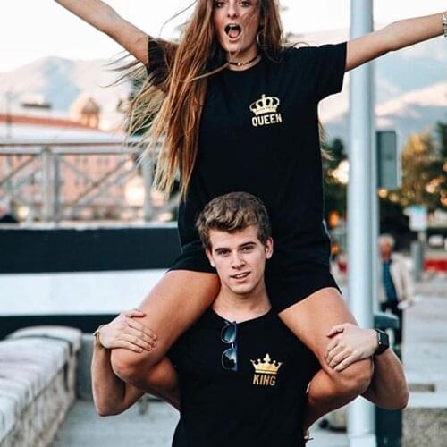 Valentines Gift Funny Couple T Shirts King And Queen Love Matching Tees Tops Outfits Poleras De Mujer Moda 2017 For Him and her