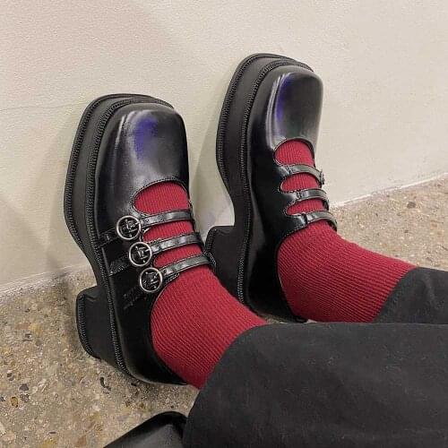 Vintage Platform Mary Janes Shoes Women Plaid Inside High Heel Women Pumps Round Toe Goth Shoes Women lolita Platform shoes 2021