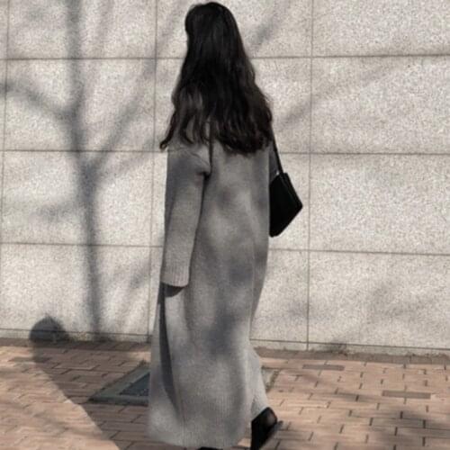Sweater Coat Elegant Vintage Loose Open Female Overcoat Warm Pull Femme Harajuku Korean Women Winter Long Knitted Cardigan