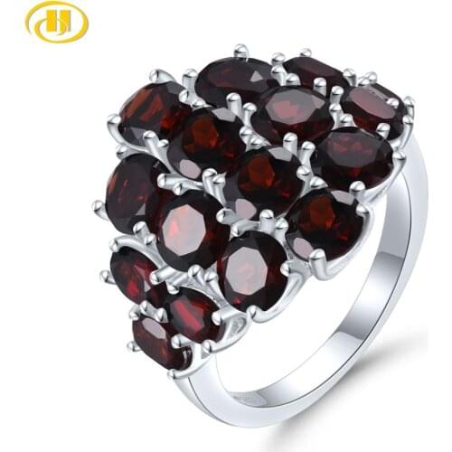 Hutang Black Garnet 925 Silver Ring Genuine Red Gemstone Solid 925 Sterling Silver Vintage Rings Fine Elegant Women Jewelry