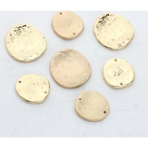 Zinc Alloy Golden Geometric Coin Golden Charms Pendant Linker Connector 6pcs/lot For DIY Earring Jewelry Making Accessories