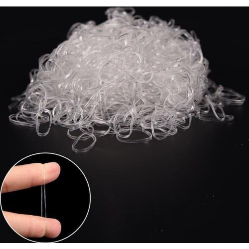 1000pcs/bag Rubber Band Clear Rubber Hairband Rope Ponytail Holder Elastic Women Hair Band Tie Hair Styling Tools