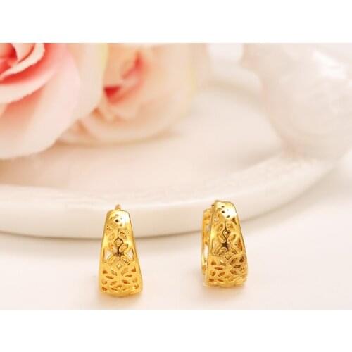 2pairs gold Sudan Earrings for Women/Girls Gold Color Arab Jewellery African hoop Earring Wedding cute kids charms Gifts