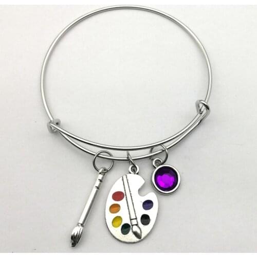 2020 Creative Painters Tools-Palette & Brush Bracelet Christmas stone Jewelry Pendant Bracelet DIY Fit Painters gift Hand