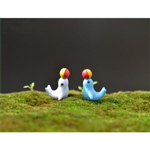 20pcs Animal Dolphins Playing Ball Fairy Garden Miniatures Decorations for Terrarium Moss Bonsai Flowerpot Home Craft