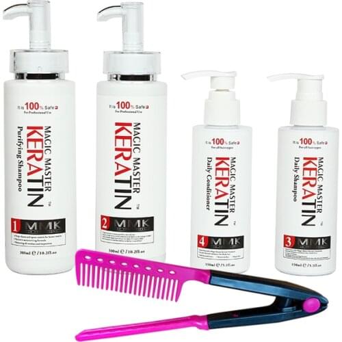4pcs A Set Professional 300ml Magic Master Keratin Hair Treatment+300ml Purifying Shampoo+150ml Daily Shampoo and Conditioner
