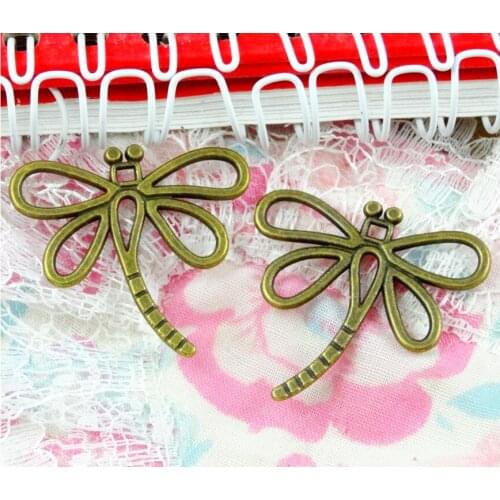 50pcs 29*30.5MM Antique bronze Plated dragonfly charms vintage dragonfly pendant for necklace bracelet earring diy jewelry