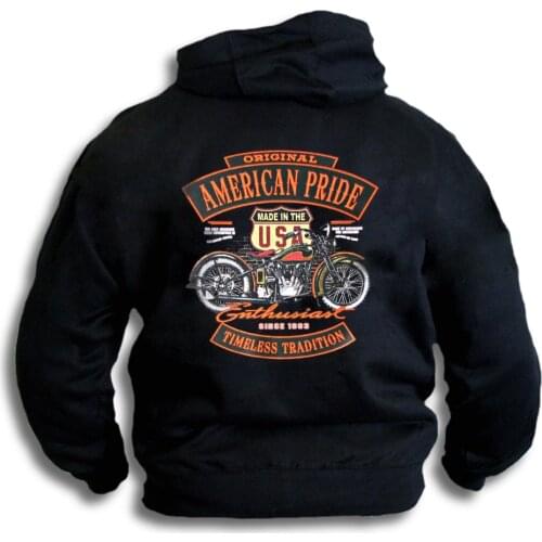 American Pride USA Enthusiast Motor Cycle Biker Mens Hooded Top Sm - 2XL Hoodies Sweatshirt