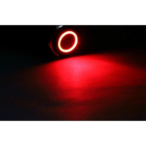 Areyourshop 4PCs Push Button Switch 16mm 12V Red LED Latching Push Button Switch Black Aluminum Metal Ring Wholesale Switches