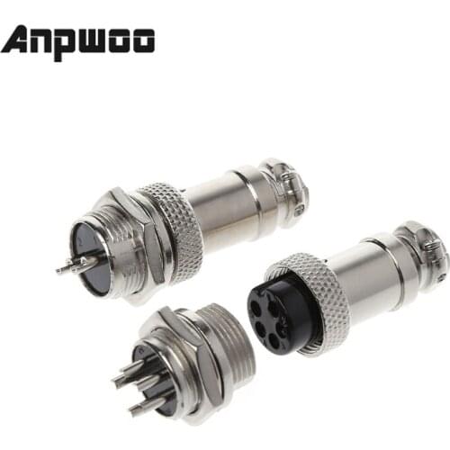 ANPWOO Aviation Plug Male & Female Wire Panel Metal Connector 16mm 2/3/4/5/6/7/8 Pin GX16