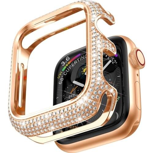 Bling Metal Case for Apple Watch 44mm 40mm iWatch SE Series 6 5 4 3 Jewelry Cover Luxury Diamond Bezel Vintage Sparkling Woman