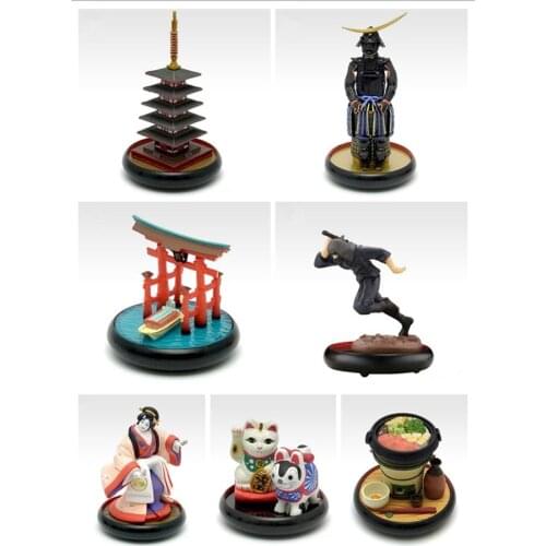 Pvc figure Japanese traditional culture native collection souvenirs generals geisha ninja 7pcs/set capsule toys
