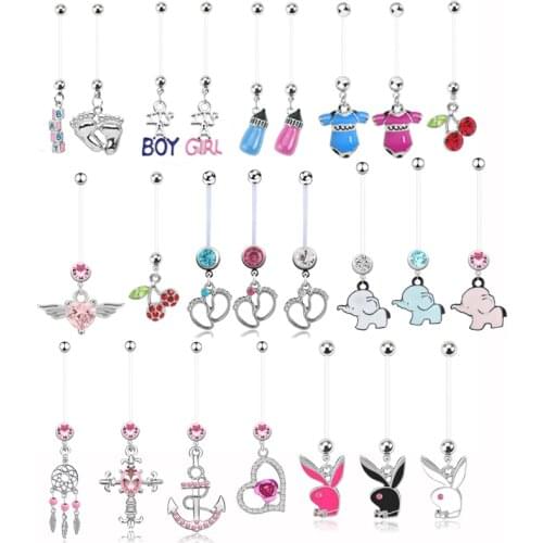 1PC Cute Pregnant Dangle Belly Rings 14G Navel Piercing Bulk Sexy Belly Ring Belly Button Rings Piercing Ombligo Jewelry