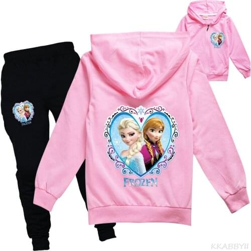 Disney Frozen Girls Clothing Sets Children Fashion Coat and Pant Set Kids Clothing Spring Autumn Sports Suit Tracksuit