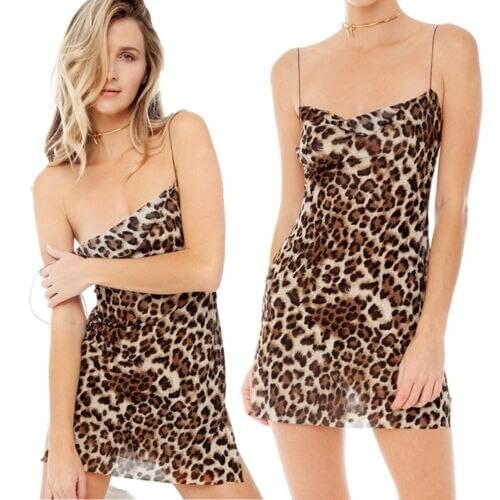 New Summer Women sleeveless Leopard Print Womens Slim Ladies Slip Dress Holiday Beach Bodycon Mini Dresses Vestidos