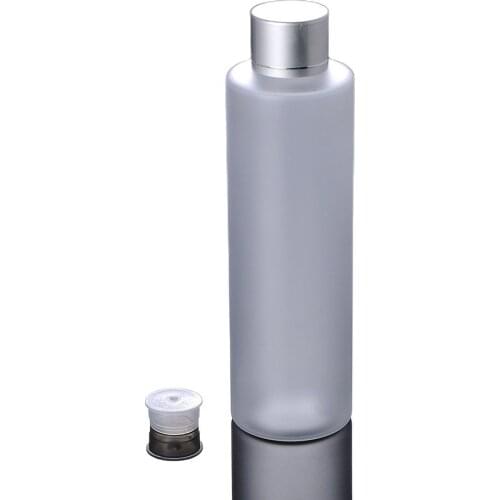 200ml frosted plastic PET BOTTLE silver/bronze gold screw lid emulsion lotion toner toilet flower water essence liquid packing