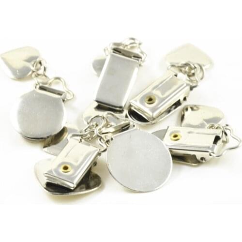 Metal Pacifier Clips Suspender Holder With Plastic Insert for Craft Jeans Bags Belts Pants Garment Decoration Diy 15mm 20pcs