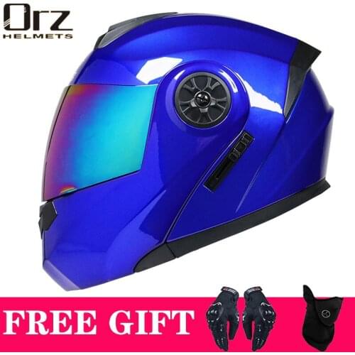 Cool Modular Flip Up Double Lens Helmet Dual Visor Motorcycle Helmets Full Face Casque Moto Racing DOT Motocicleta Motocross