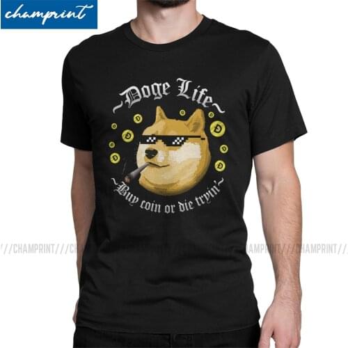 Mens Doge Life Dogecoin T Shirts Bitcoin Crypto Cryptocurrency Tees Ethereum Btc Blockchain Clothing Birthday Gift T-Shirts