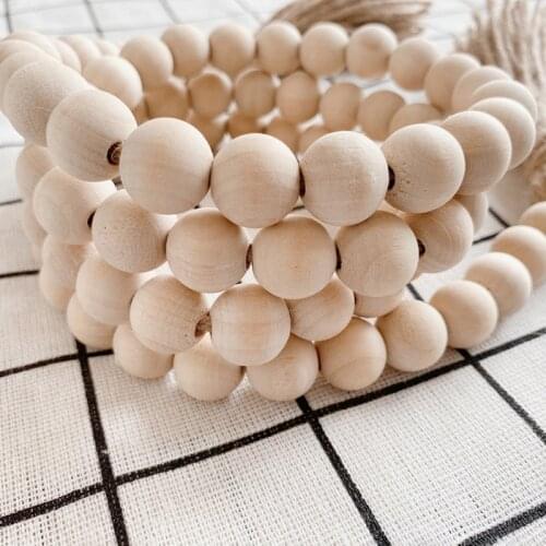 With Tassels Nature Color Nordic Style Home Decor Wall Hanging DIY Crafts Wood/Jute Rope Wood Bead Garland