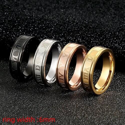 FYSARA 316L Stainless Steel Wedding Band Ring Roman Numerals Gold Black Cool Punk Ring for Men Women Fashion Finger Ring Jewelry