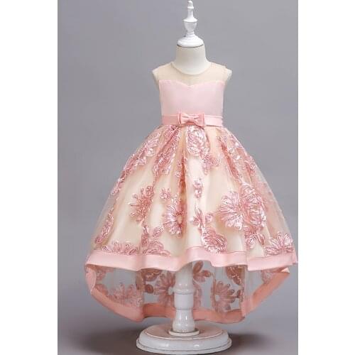 Birthday Party Girl Dress Red Wedding Elegant Princess Tulle Flower Girl Dresses Evening Summer Roupas Girl Dresses AE50GD