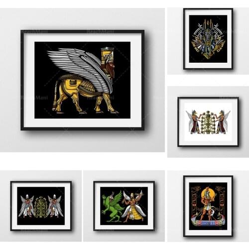 Alien Canvas Poster, Egyptian God Thoth Poster-Cross Wall Decoration-Egyptian God Ra Poster-Eye of Horus Wall Decoration-Ancient