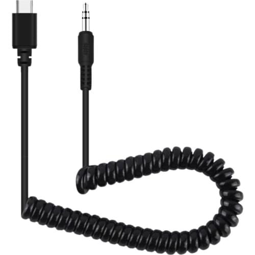 PULUZ PU513B 3.5mm TRRS Male Head to Type-C Live Microphone Connection Spring Cable Can Be Extended by 100cm