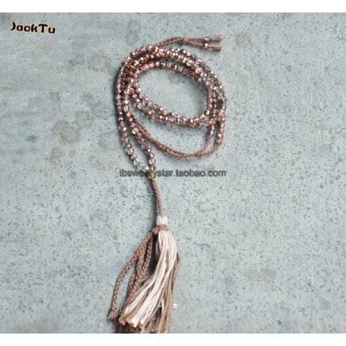 Rose gold crystal 4mm long handmade fashion women necklace