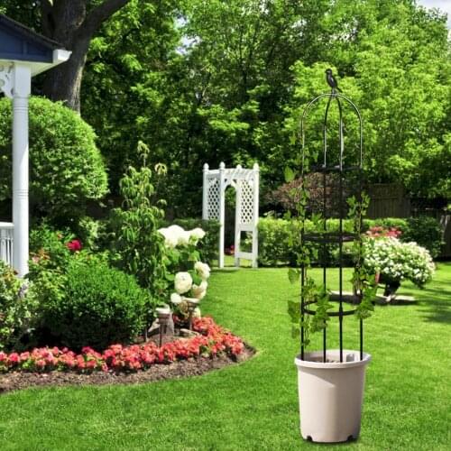 Climbing Vine Rack PE Coated Steel Pipe Support Frame Plant Potted Flower Vegetables Growth Bracket Garden Decorative